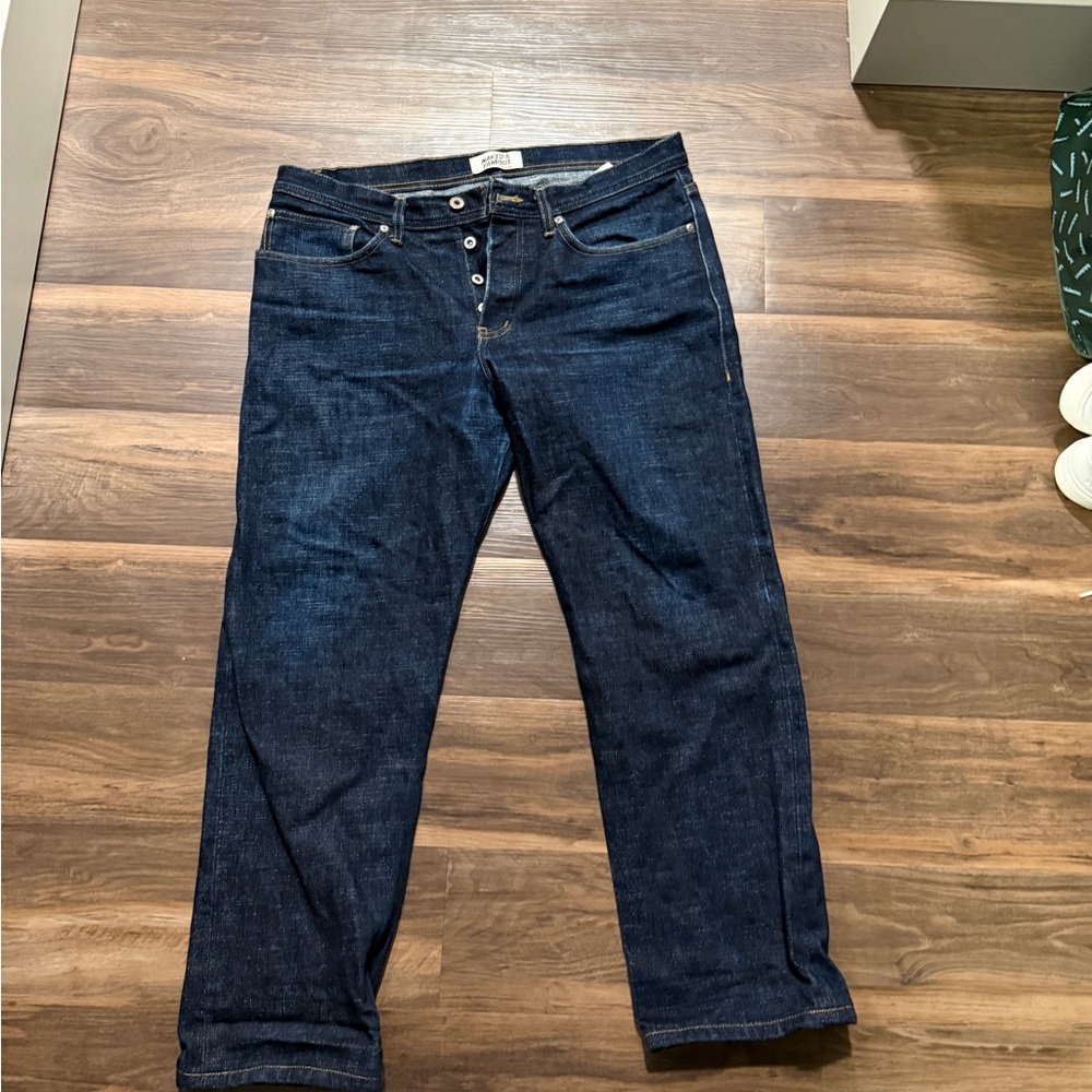 Naked & Famous Selvage Denim Men's Slim Straight Jeans - Dark Blue